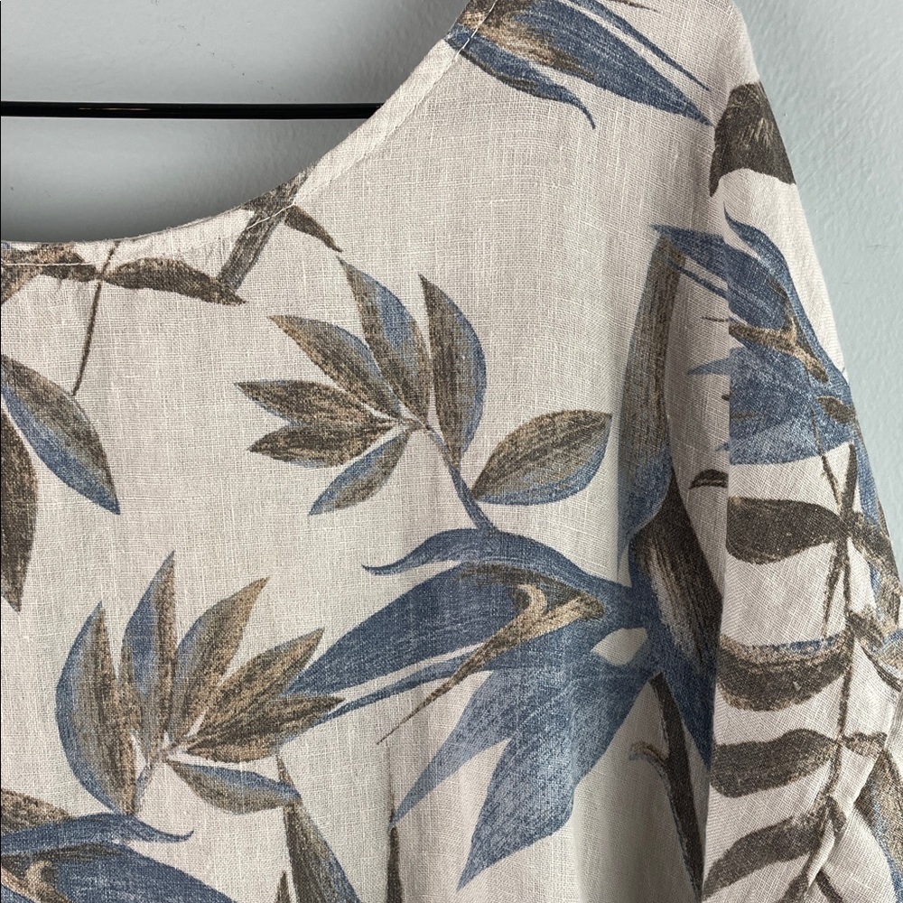 Terzo Millennio Floral Linen Top Size M - Picture 2 of 5